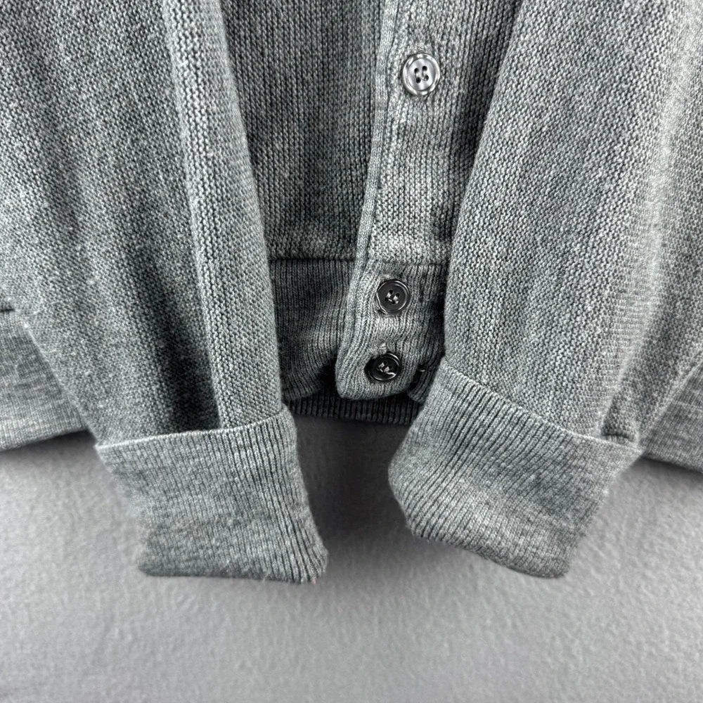 Vintage Izod Cardigan Sweater Mens Large Gray Acrylic Button Up 80s Made in USA